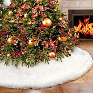 White Plush Faux Fur Christmas Tree Skirt - 36inch