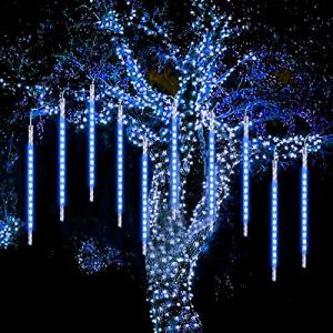 Meteor Lights, WASAGA LED Rain Lights 20 Tubes 960 LEDs (2 Pack) 50cm Christmas Icicle Drop Lights Snow Lights for Christmas Wedding Party Urban Night Lighting New Year Garden Tree Home Decor