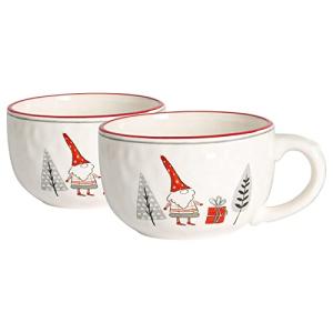 Festive Patchwork Christmas Cappuccino Cups Set - 2x 500ml