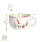 Festive Patchwork Christmas Cappuccino Cups Set - 2x 500ml
