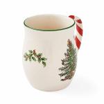 Spode Christmas Tree Mugs with Peppermint Handles Set of 4
