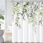 Sage Green Floral Fabric Shower Curtain 183 x 183 cm