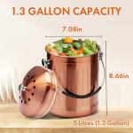 Copper Stainless Steel Kitchen Compost Bin with Lid