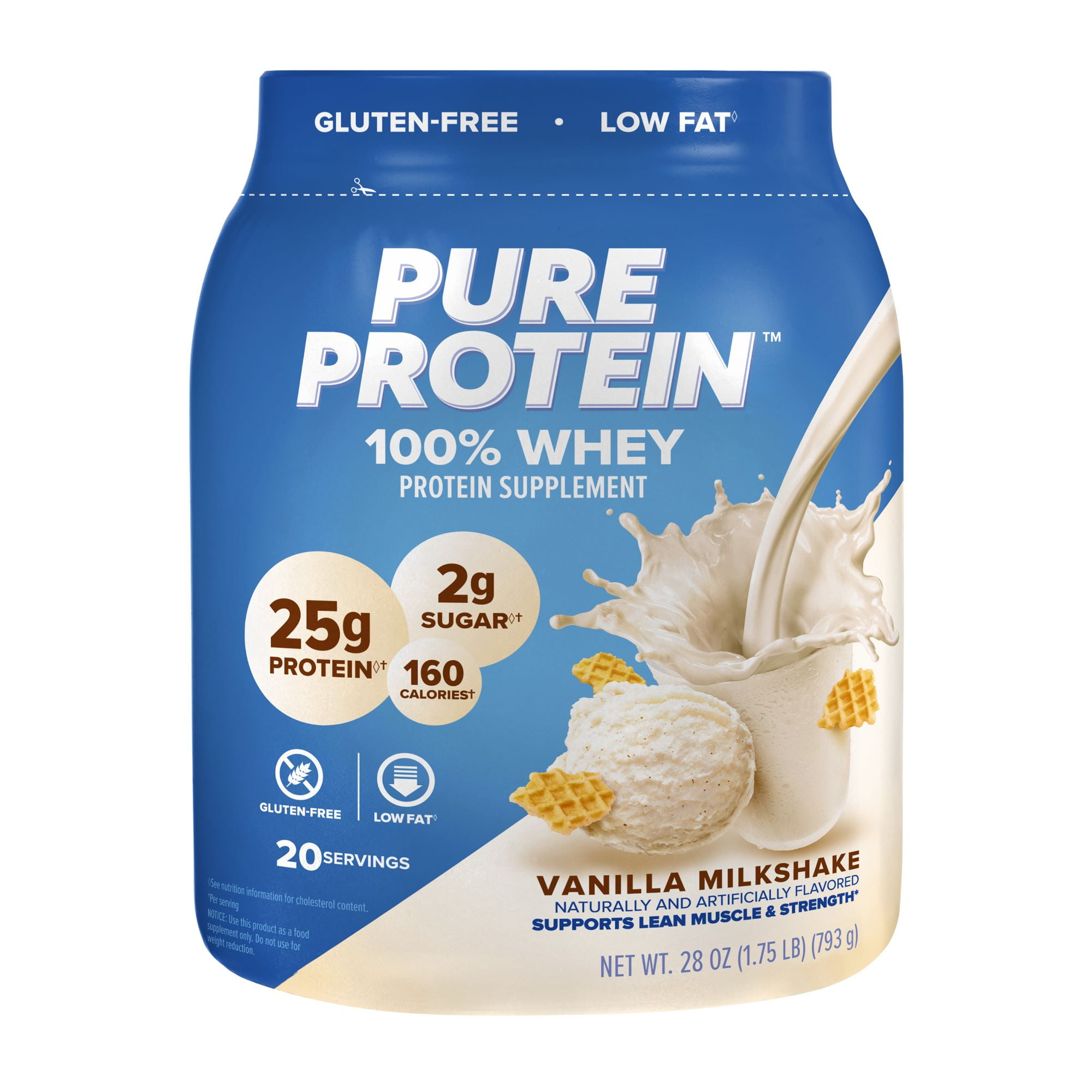 Pure Protein Whey Powder, Vanilla Cream, 25g Protein
