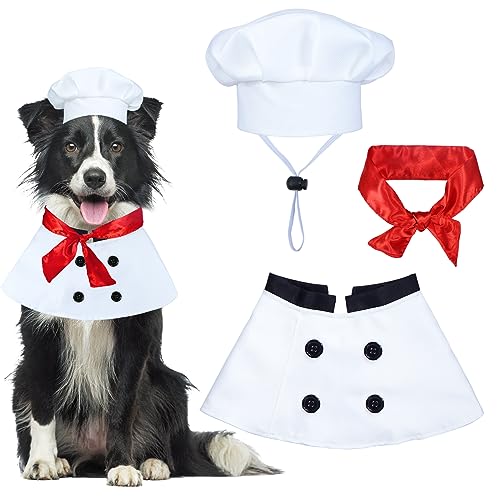 Dog Chef Halloween Costume with Hat & Scarf