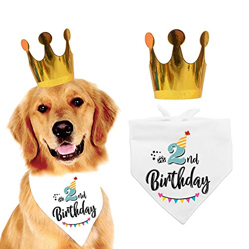 Cute Dog Birthday Bandana and Crown Set