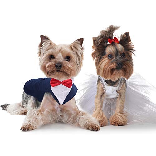 Navy Dog Tuxedo Suit with Bow Tie Set