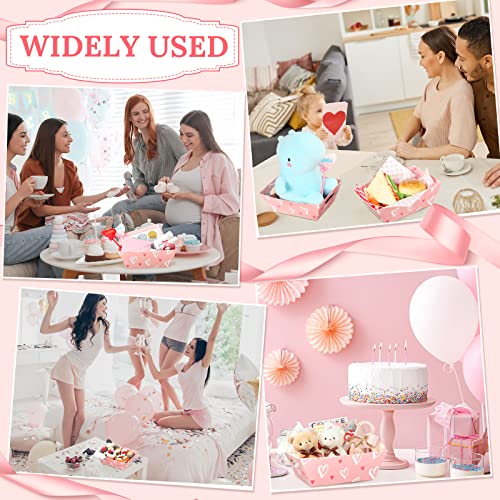 12 Small Pink Heart Gift Baskets with Handles