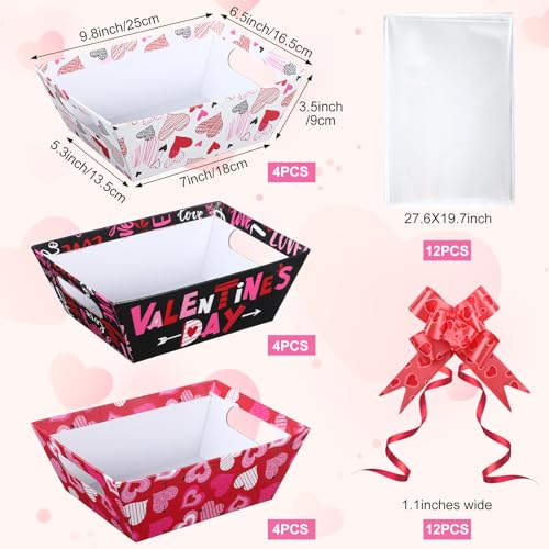 12 Valentine Gift Basket Kits with Cellophane Bags