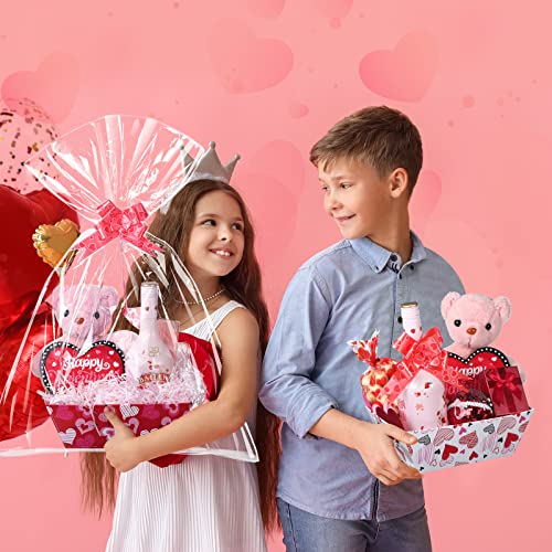 12 Valentine Gift Basket Kits with Cellophane Bags