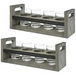 Vintage Gray Wooden Beer Flight Tray Set