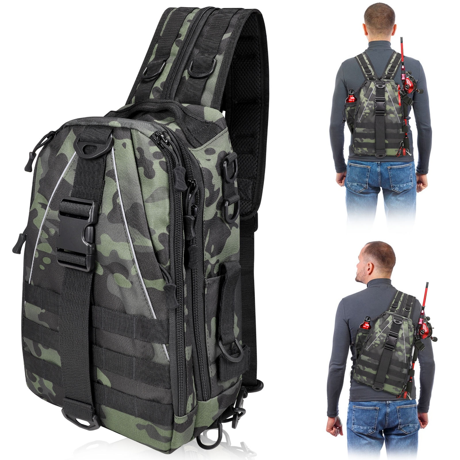Water-Resistant Fishing Backpack with Rod Holder