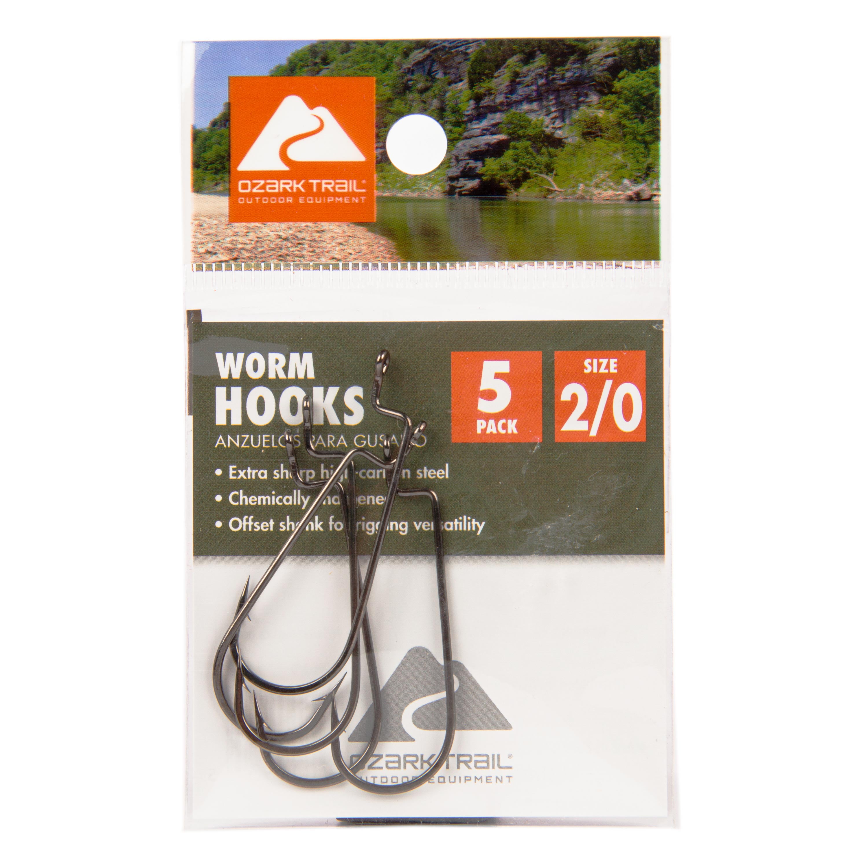 Ozark Trail High Carbon Steel Worm Hooks - Size 2/0