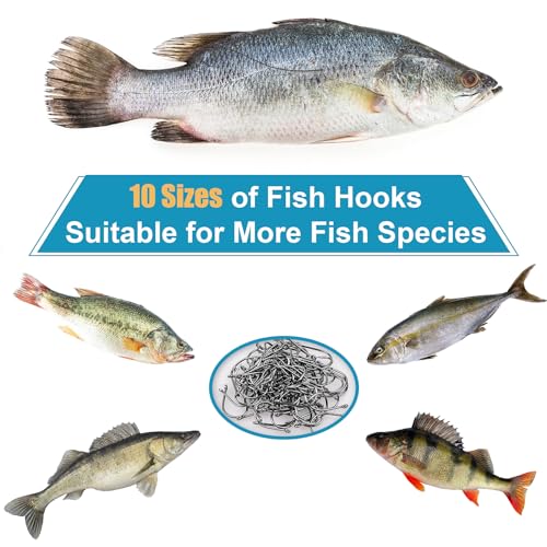 Reemoo 500PCS Premium Carbon Steel Fishing Hooks