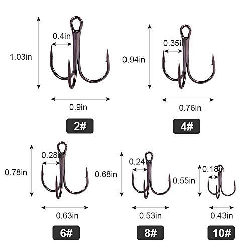 UCEC Treble Hooks Kit - 50 High Carbon Steel