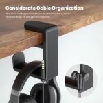 Rotating Headphone Stand with Adjustable Clamp Hanger