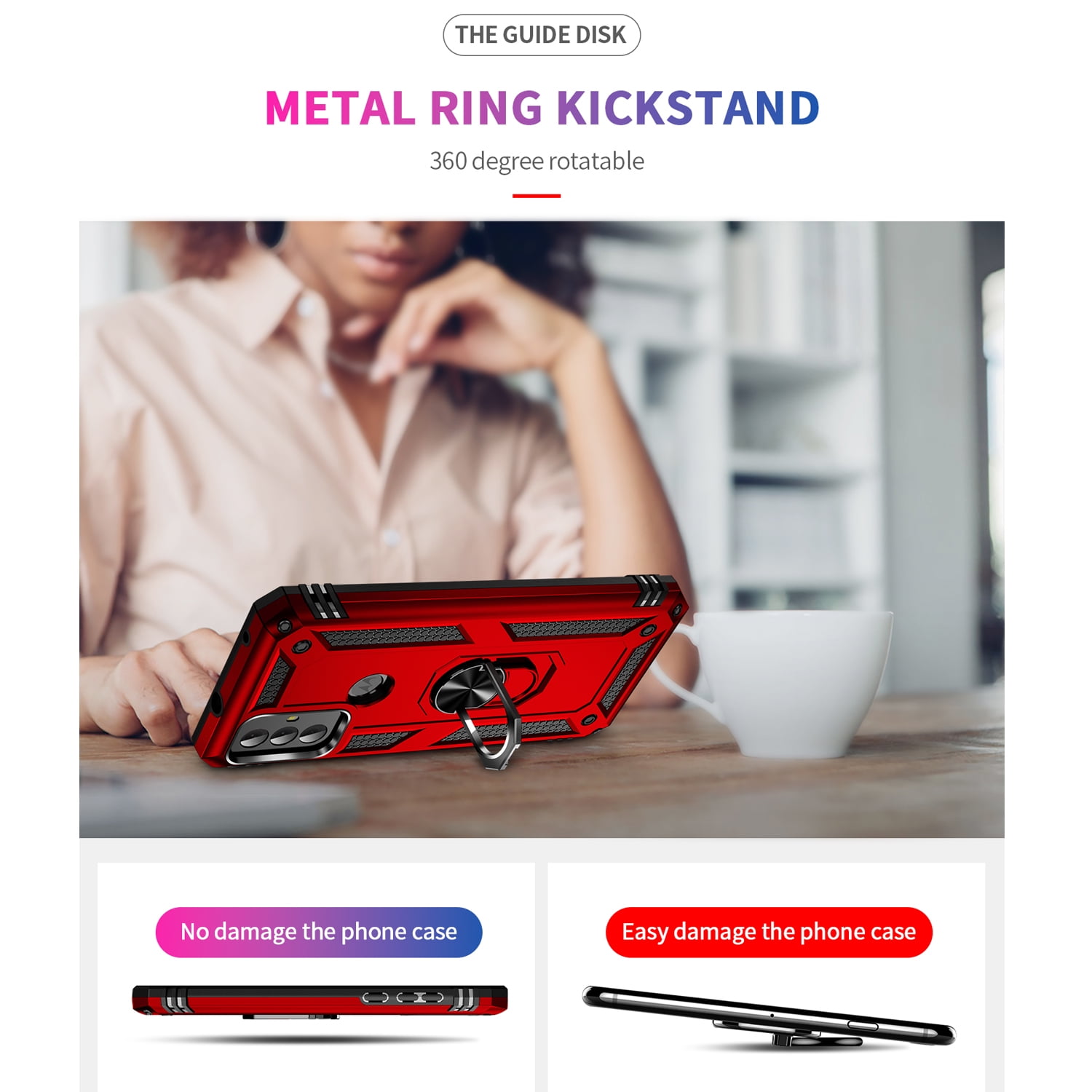 Metal Ring Kickstand Phone Case for Moto G Play