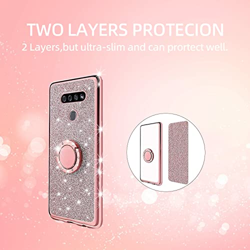 Glitter Rose Soft Clear TPU LG K51 Phone Case