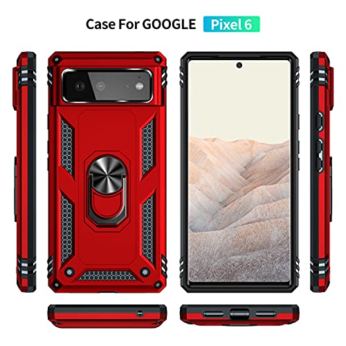 Androgate Red Pixel 6 Case with HD Screen Protector