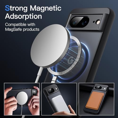 JETech Magnetic Case for Google Pixel 8 - MagSafe Compatible Translucent Cover