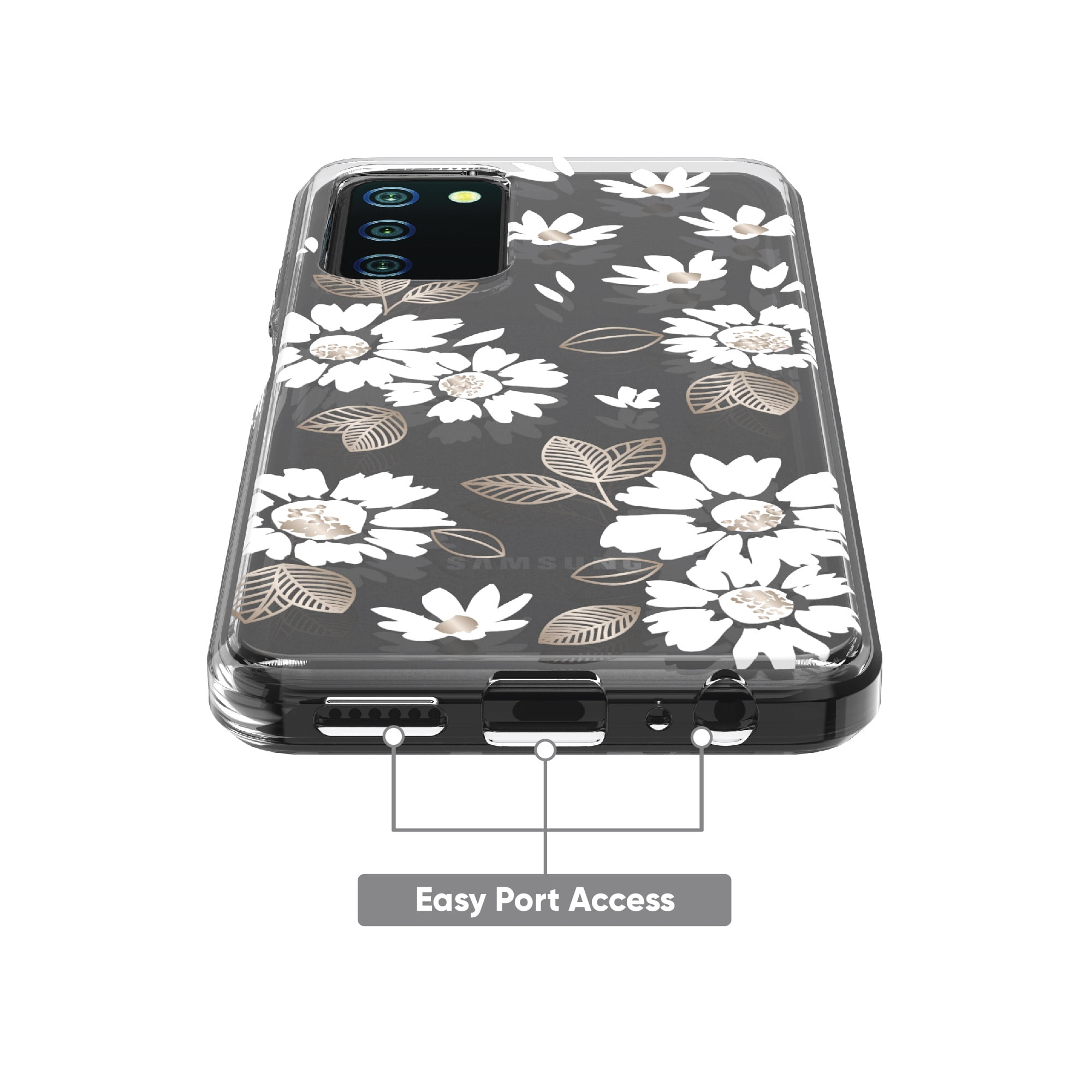 Samsung Galaxy A03s White Floral Phone Case