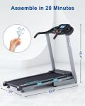 BORGUSI Folding Treadmill with Auto Incline & Bluetooth