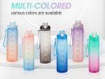 1L Water Bottle with Time Marker and Straw