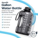 Motivational 3.8L Gray Water Bottle with Straw