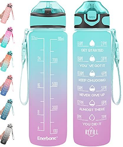 Enerbone 32 oz Motivational Water Bottle with Straw