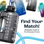 Motivational 3.8L Gray Water Bottle with Straw