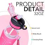 HYETA 32 OZ Motivational Water Bottle with Straw