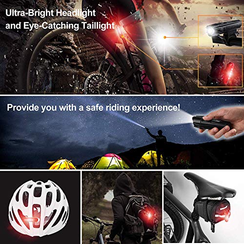 Ascher USB Rechargeable Bike Light Set, 4 Modes