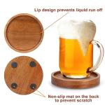 Set of 6 Acacia Wood Coasters with Holder