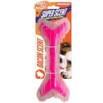 Nerf Dog 9in TPR/PP Scented Bacon SuperScent Bone Solid Core -Clear/Pink, (NF-7132)