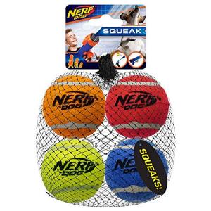 Nerf Dog 4-PACK - Squeak Tennis Ball - Blue, Green, Orange and Red