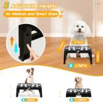 COMESOON Elevated Dog Bowls for Small Medium Dogs, 3 Height Adjustable Raised Stand with 2 Thick 6" Stainless Steel Food Bowls, Non-Slip Feeder Adjusts to 2.75", 6", 7.5", Black