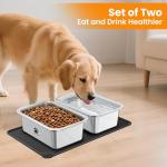 URPOWER 1.25 Gallon Large Dog Water Bowl, 2 Pack Thickened Stainless Steel Dog Water & Food Bowls with Non-Slip Mat, Spill-Proof Metal Pet Bowl Set for Medium, Large, X-Large Dogs, Indoor/Outdoor Use