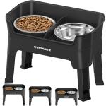 URPOWER 3-in-1 Elevated Dog Bowls - Mess Proof Double Deck 4 Height Adjustable Raised Stand with 2 Stainless Steel Food Bowls & Licking Plate for Small, Medium & Large Dogs