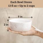 Ceramic Dog Bowl Set of 2 with Anti-Skid Base - 5" Wide x 2" Tall Ceramic Dog Bowls for Small Dogs - 2 Cup Capacity Food and Water Bowls for Dogs - Rubber Bottom Pet Bowl Set of 2 for Small Pets