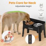 URPOWER 3-in-1 Elevated Dog Bowls - Mess Proof Double Deck 4 Height Adjustable Raised Stand with 2 Stainless Steel Food Bowls & Licking Plate for Small, Medium & Large Dogs