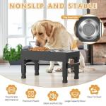 Elevated Dog Bowls Stand Large Breed, Height Adjustable Raised Dog Bowls Holder with 2 Stainless Steel Food Bowls for Small, Medium and Large Canine