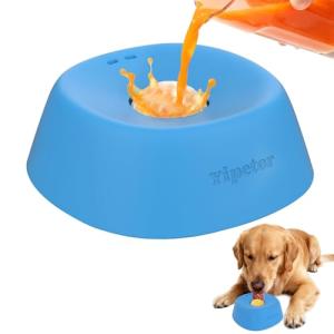 Yipetor Slow Feeder Dog Bowls for Liquid Treat, 【Entertained Ball-in】 Bone Broth Dog Lick Bowl, 3/4 Cup Yogurt Pup Lick Toy for Large Medium Small Breeds Dietary Supplement/Post-op Nutrition