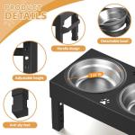 Elevated Dog Bowls Stand Large Breed, Height Adjustable Raised Dog Bowls Holder with 2 Stainless Steel Food Bowls for Small, Medium and Large Canine