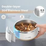 Pawaii Dog Bowl, 34 oz Double-Wall Stainless Steel Food and Water Bowl, Non-Slip Rubber Base, Dishwasher Safe, ID Tag Included, (1 Pack)