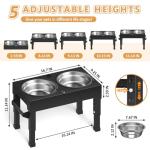 Elevated Dog Bowls Stand Large Breed, Height Adjustable Raised Dog Bowls Holder with 2 Stainless Steel Food Bowls for Small, Medium and Large Canine