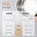 Pawaii Dog Bowl, 34 oz Double-Wall Stainless Steel Food and Water Bowl, Non-Slip Rubber Base, Dishwasher Safe, ID Tag Included, (1 Pack)