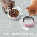 Pawaii Dog Bowl, 34 oz Double-Wall Stainless Steel Food and Water Bowl, Non-Slip Rubber Base, Dishwasher Safe, ID Tag Included, (1 Pack)