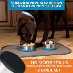 Master Pet Supply Stainless Steel Dog Bowls Set of 2 with Extra Thick Silicone Base - 2 Cup (16 oz) Black Velvet, Non-Slip, Dishwasher Safe Metal Bowls, Pet Dog Food Bowl for Dogs, Cats, Anti Rust