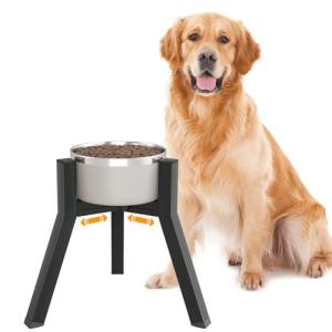TIDANT Dog Bowl Stand for Medium Large Dogs, Adjustable Width Elevated Dog Bowls 7-10.6", Raised Dog Food Water Bowls, 11 inch Tall Single Holder, Black,Bowl Not Included