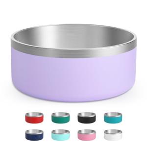 LIHOOOOM Stainless Steel Dog Bowls, Metal Dog Bowls, Water Bowl for Dogs, Dog Food Bowls, Pet Bowls for Dogs, Dog Dish for Large Dogs, Insulated Dog Bowl, Non Slip Dog Bowl,Easy Clean,40oz,LightPurple